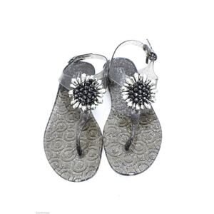 Coach Hilda Glitter Jelly Clear/Silver Buckle Strap Thong Sandal Size 8M EUC